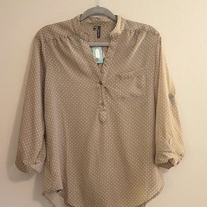 NWT Taupe Polka Dot Blouse